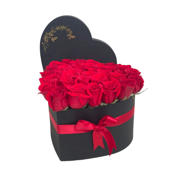 Caja de corazón con rosas y chocolates  Caja de rosas, Cajas corazon,  Regalos rosas